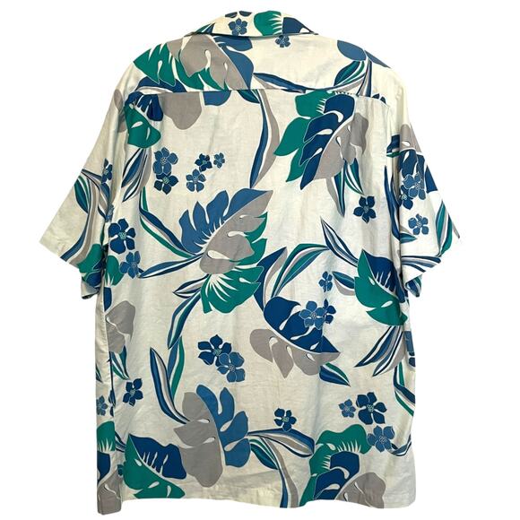 Hilo Hattie Hawaiian Button Shirt Mens XL White Blue Green Tropical Aloha Cotton - Picture 4 of 8